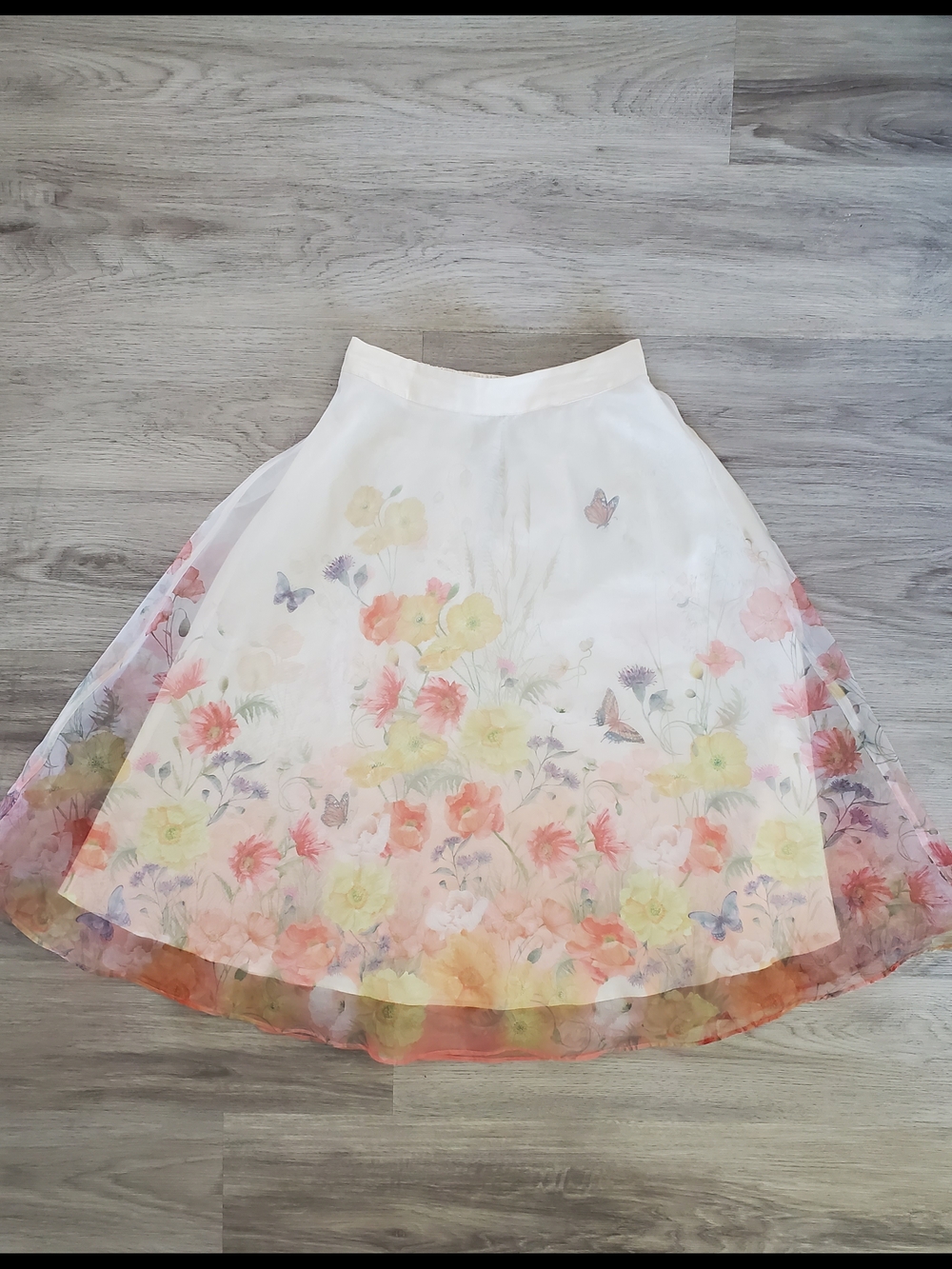 ☀️2/$40☀ Size S- A-Line Midi Skirt in Pastel Floral Butterfly Print - Rachel Zoe